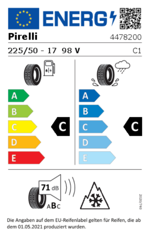 4x 225/50R17 98V XL PIRELLI POWERGY WINTER WINTERREIFEN NEU – Bild 4