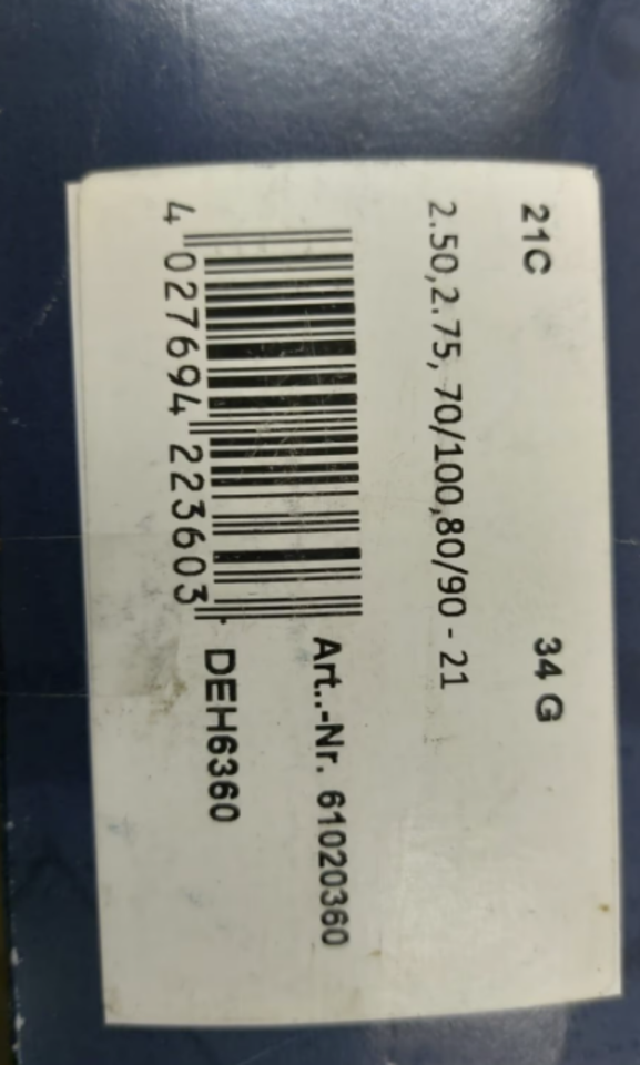 Schlauch 21 Zoll 2.50 2.75 70/100 80/90 Motorrad Heidenau 34G – Bild 2