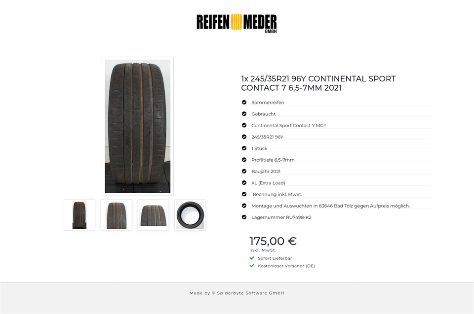 1x 245/35R21 96Y CONTINENTAL SPORT CONTACT 7 6,5-7MM 2021 #1CQR – Bild 5