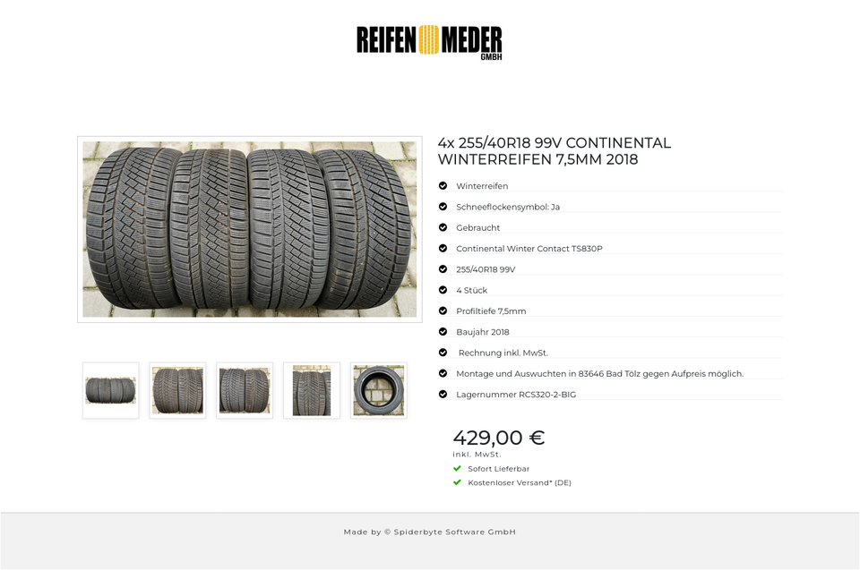 4x 255/40R18 99V CONTINENTAL WINTERREIFEN 7,5MM 2018 #8067 – Bild 6