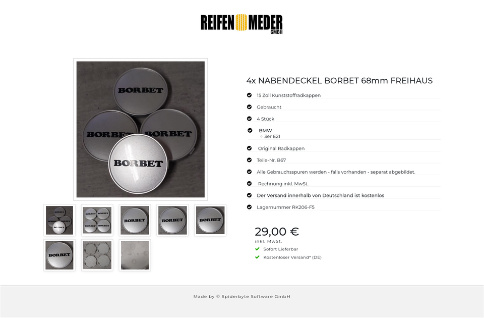 4x NABENDECKEL BORBET 68mm FREIHAUS #209U – Bild 9