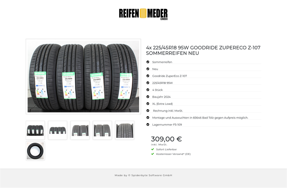 4x 225/45R18 95W GOODRIDE ZUPERECO Z-107 SOMMERREIFEN NEU #1VRB – Bild 7