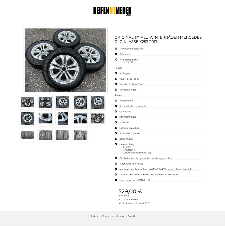 ORIGINAL 17" ALU WINTERRÄDER MERCEDES GLC-KLASSE X253 2017 #14IY – Bild 15