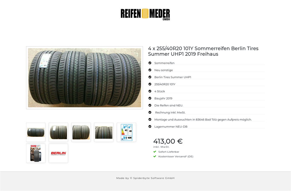4x 255/40R20 101Y BERLIN TIRE SUMMER UHP 1 SOMMERREIFEN NEU #128S – Bild 8