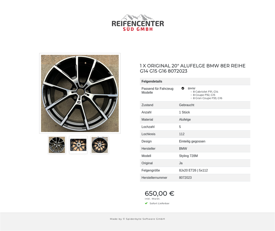 1 X ORIGINAL 20" ALUFELGE BMW 8ER REIHE G14 G15 G16 8072023 #1TVM – Bild 4