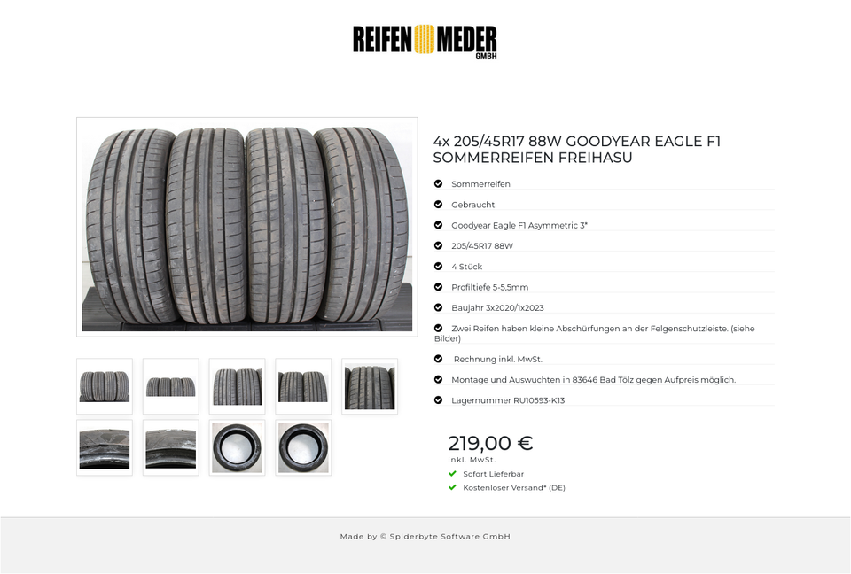 4x 205/45R17 88W GOODYEAR EAGLE F1 SOMMERREIFEN FREIHASU #1QSB – Bild 10