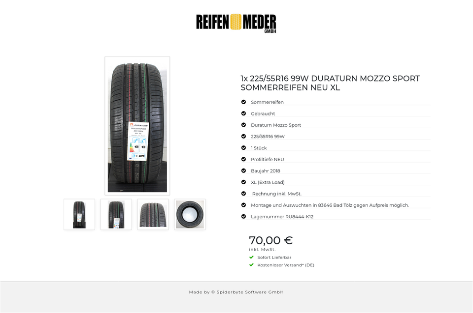 1x 225/55R16 99W DURATURN MOZZO SPORT SOMMERREIFEN NEU XL #1HEI – Bild 5