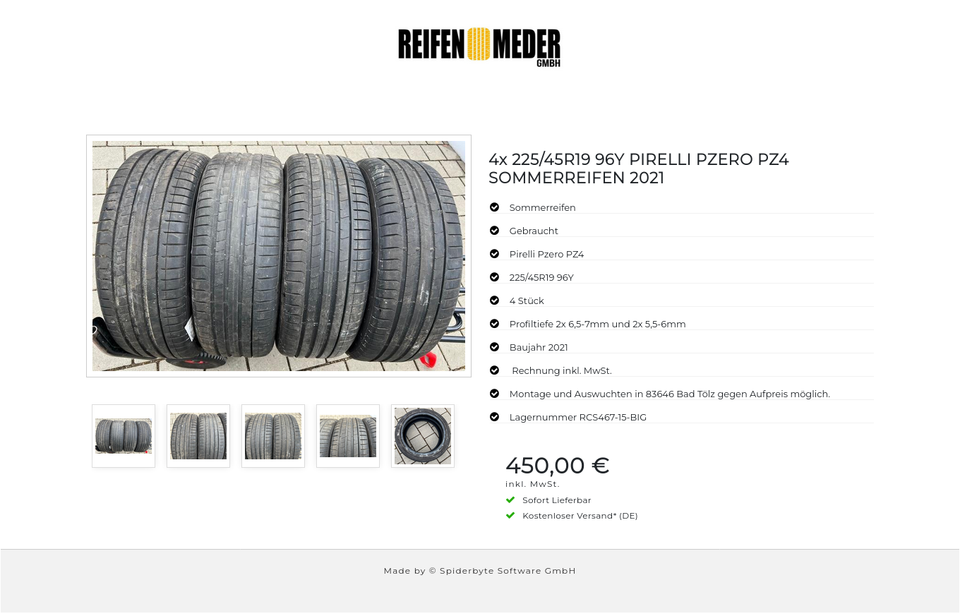 4x 225/45R19 96Y PIRELLI PZERO PZ4 SOMMERREIFEN 2021 #13AR – Bild 6