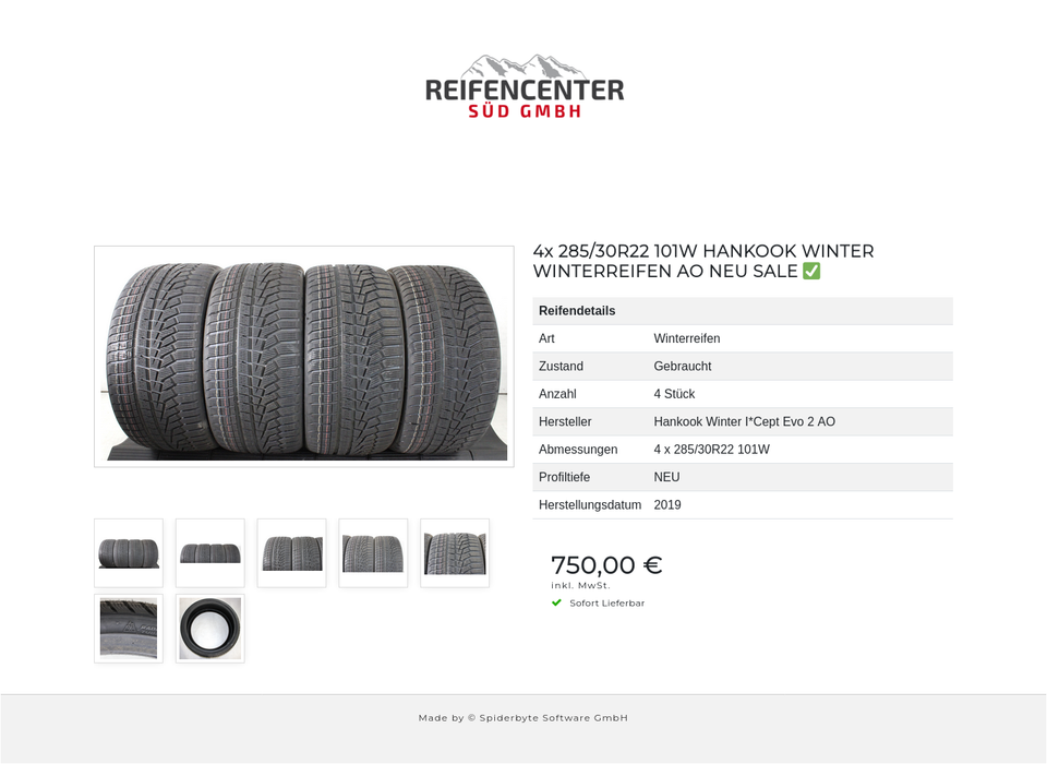 4x 285/30R22 101W HANKOOK WINTER WINTERREIFEN AO NEU SALE ✅ #231K – Bild 8