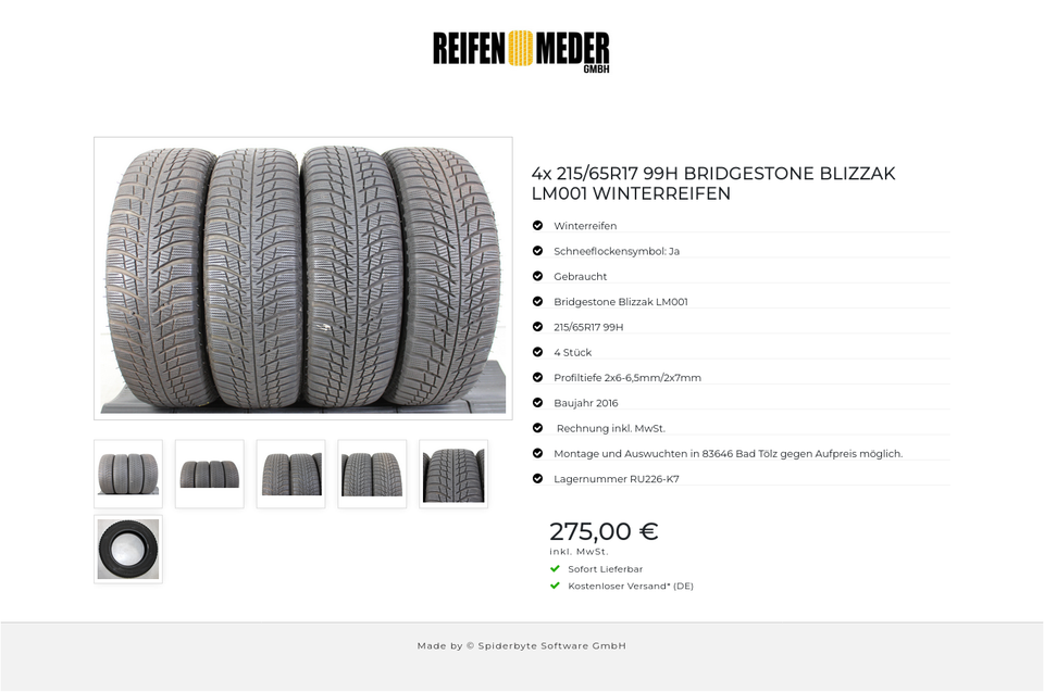 4x 215/65R17 99H BRIDGESTONE BLIZZAK LM001 WINTERREIFEN #1MFV – Bild 7