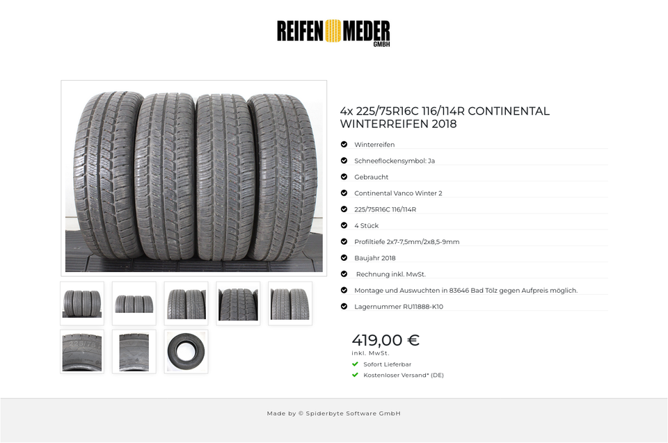 4x 225/75R16C 116/114R CONTINENTAL WINTERREIFEN 2018 #22CW – Bild 9