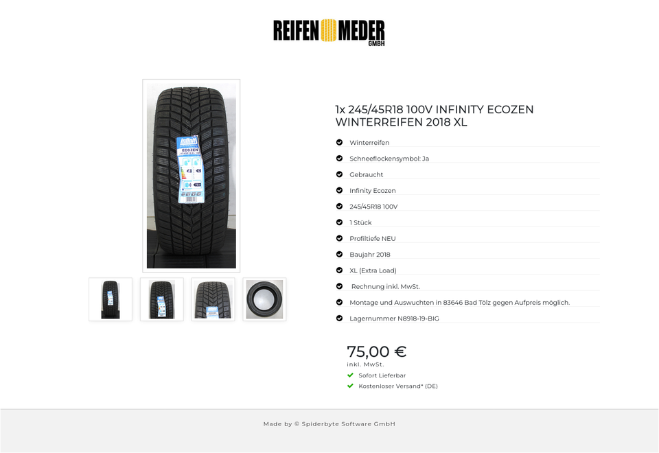 1x 245/45R18 100V INFINITY ECOZEN WINTERREIFEN 2018 XL #1J3B – Bild 5