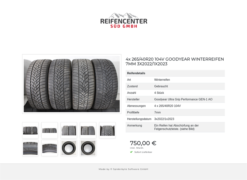 4x 265/40R20 104V GOODYEAR WINTERREIFEN 7MM 3X2022/1X2023 #20XP – Bild 10