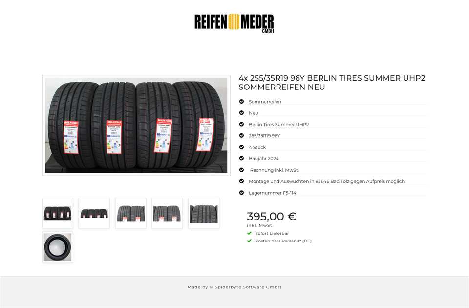 4x 255/35R19 96Y BERLIN TIRES SUMMER UHP2 SOMMERREIFEN NEU #1VUU – Bild 7