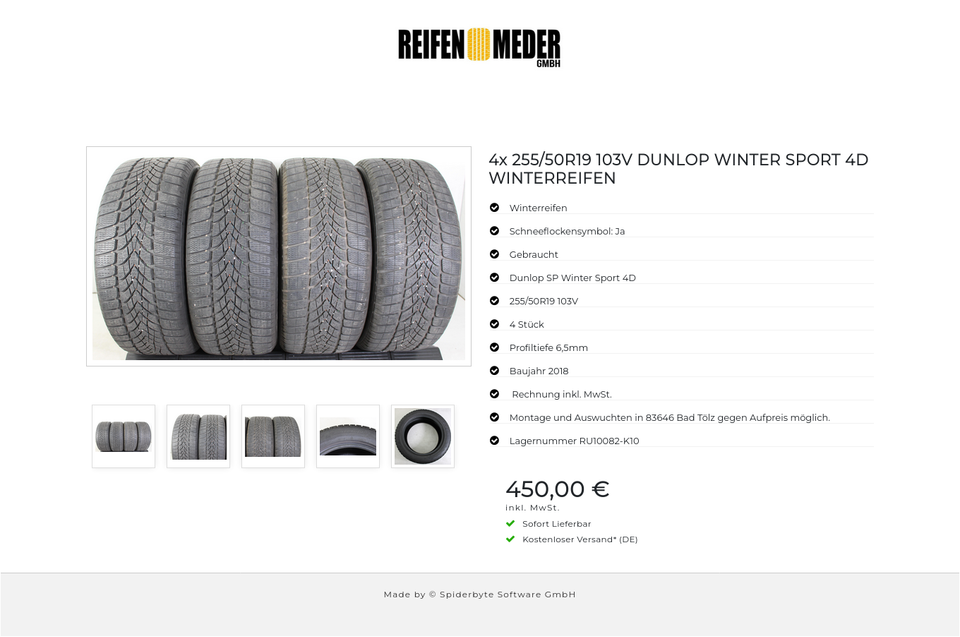 4x 255/50R19 103V DUNLOP WINTER SPORT 4D WINTERREIFEN #1ORE – Bild 6