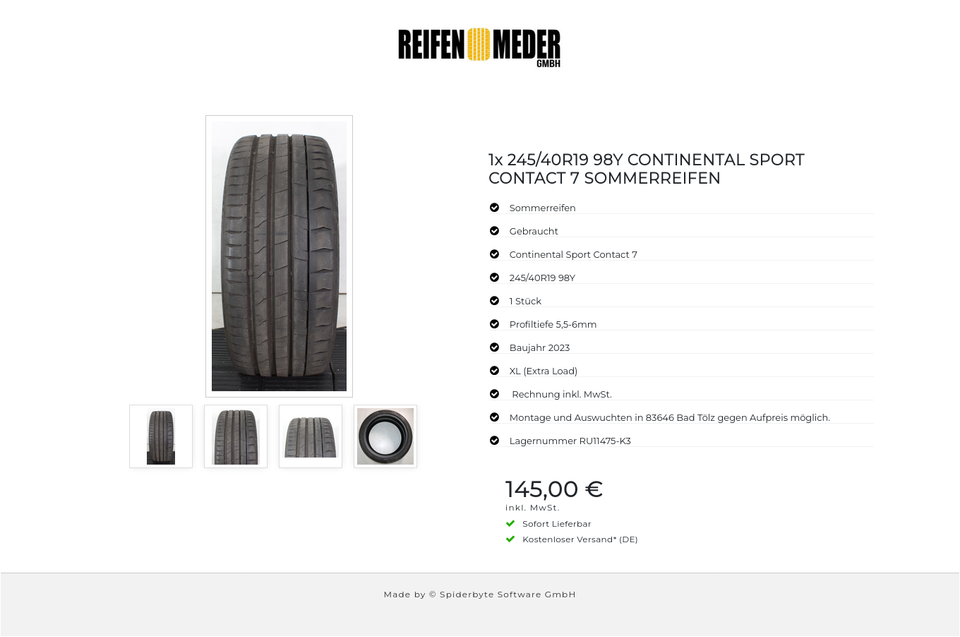 1x 245/40R19 98Y CONTINENTAL SPORT CONTACT 7 SOMMERREIFEN #1WGE – Bild 5