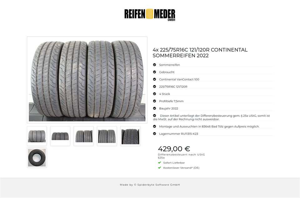 4x 225/75R16C 121/120R CONTINENTAL SOMMERREIFEN 2022 #1VDK – Bild 7