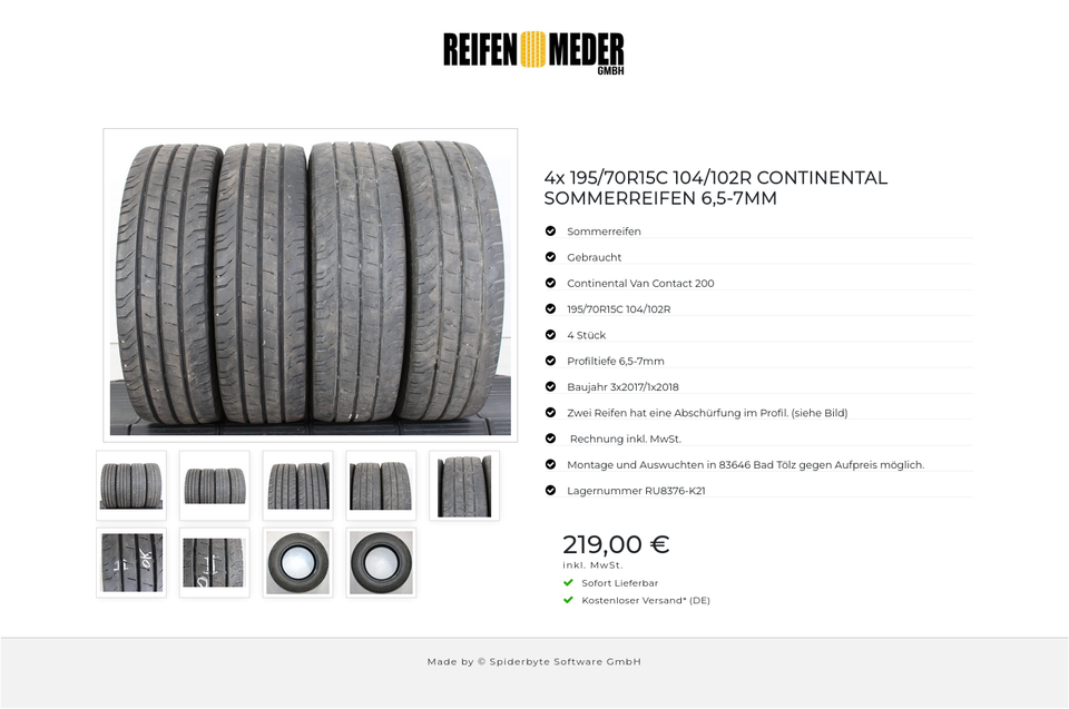 4x 195/70R15C 104/102R CONTINENTAL SOMMERREIFEN 6,5-7MM #1H4J – Bild 10