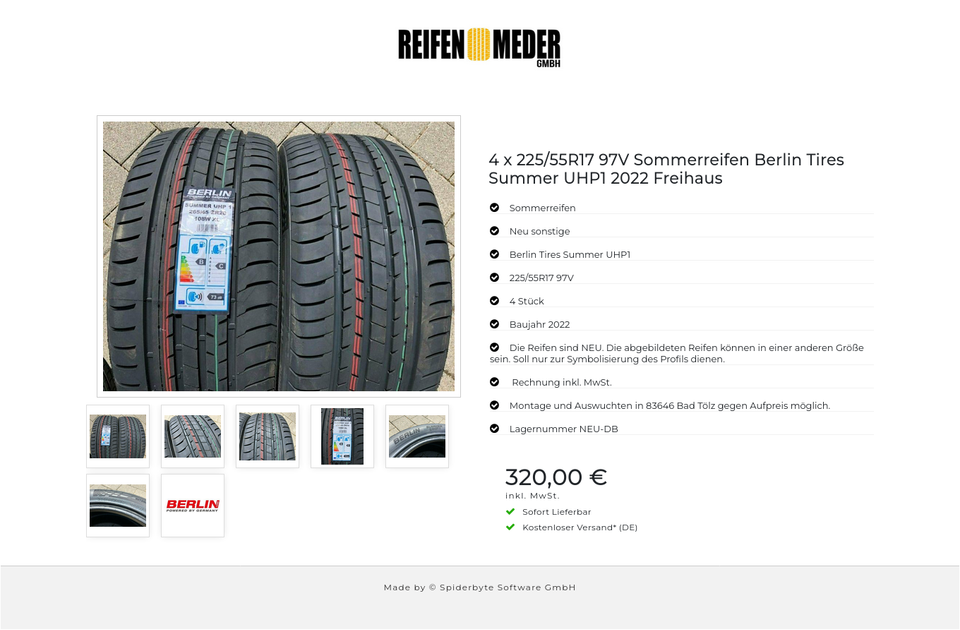 4x 225/55R17 97V BERLIN TIRES SUMMER UHP1 SOMMERREIFEN #120J – Bild 8