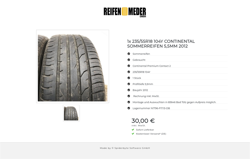 1x 235/55R18 104Y CONTINENTAL SOMMERREIFEN 5,5MM 2012 #6916 – Bild 2