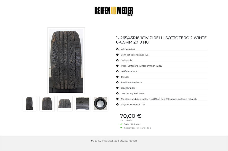 1x 265/45R18 101V PIRELLI SOTTOZERO 2 WINTE 6-6,5MM 2018 N0 #1PTF – Bild 6