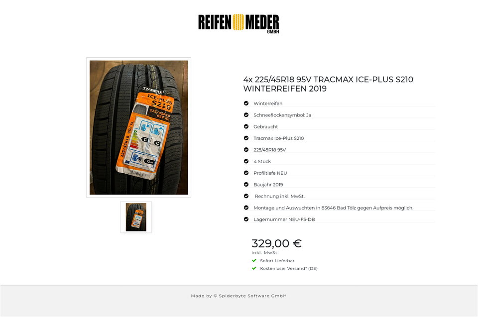 4x 225/45R18 95V TRACMAX ICE-PLUS S210 WINTERREIFEN 2019 #8147 – Bild 2