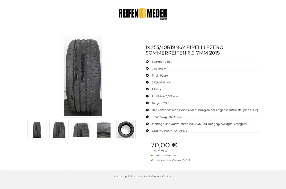 1x 255/40R19 96Y PIRELLI PZERO SOMMERREIFEN 6,5-7MM 2015 #1RVP – Bild 6