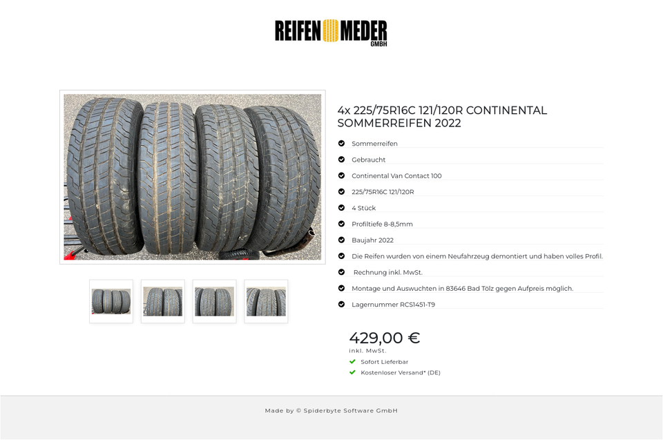 4x 225/75R16C 121/120R CONTINENTAL SOMMERREIFEN 2022 #1EHJ – Bild 5