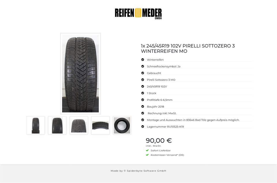 1x 245/45R19 102V PIRELLI SOTTOZERO 3 WINTERREIFEN MO #1QLW – Bild 6