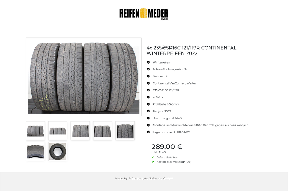 4x 235/65R16C 121/119R CONTINENTAL WINTERREIFEN 2022 #222L – Bild 8