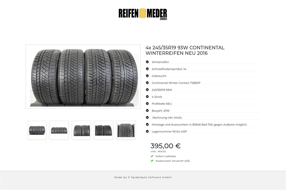 4x 245/35R19 93W CONTINENTAL WINTERREIFEN NEU 2016 #21II – Bild 6