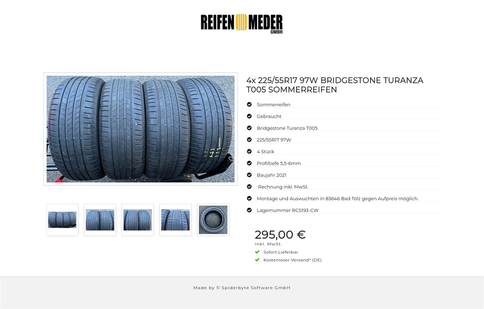 4x 225/55R17 97W BRIDGESTONE TURANZA T005 SOMMERREIFEN #11XS – Bild 6