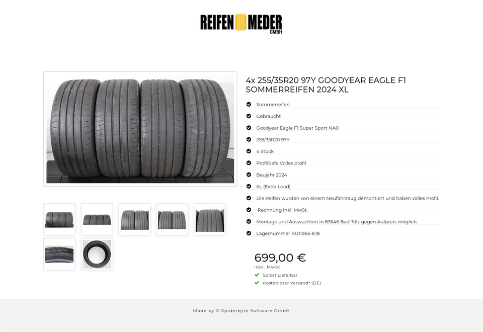 4x 255/35R20 97Y GOODYEAR EAGLE F1 SOMMERREIFEN 2024 XL #23OK – Bild 8