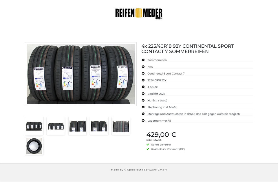 4x 225/40R18 92Y CONTINENTAL SPORT CONTACT 7 SOMMERREIFEN #1KIE – Bild 7