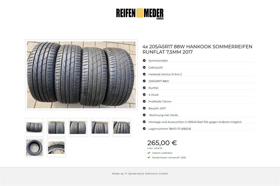 4x 205/45R17 88W HANKOOK SOMMERREIFEN RUNFLAT 7,5MM 2017 #1145 – Bild 8
