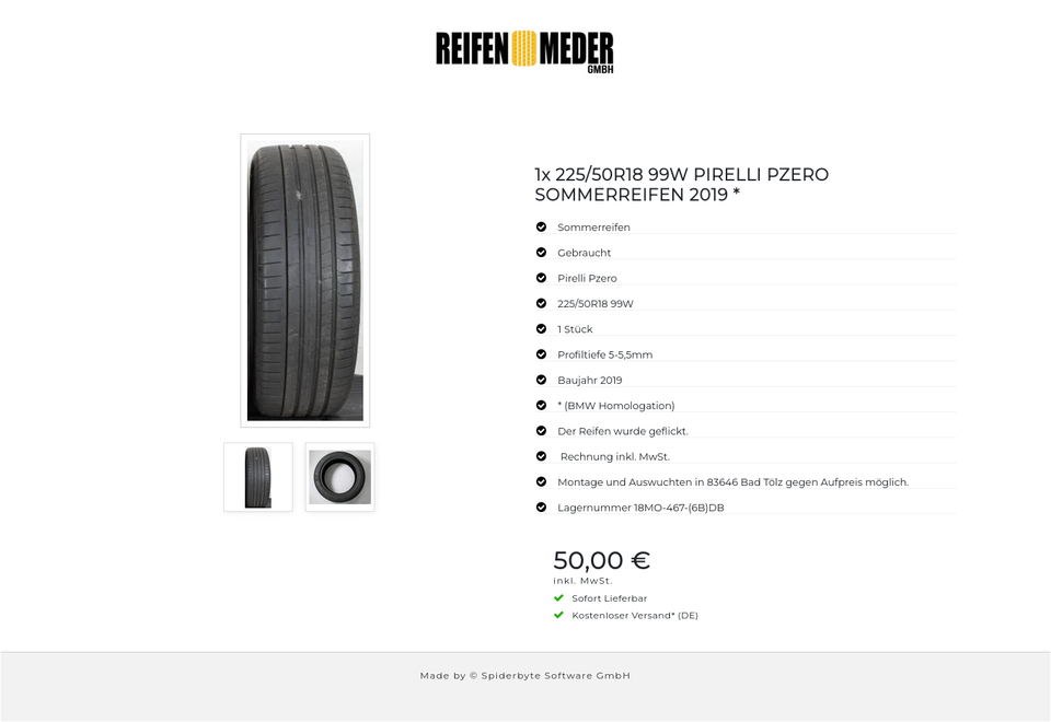 1x 225/50R18 99W PIRELLI PZERO SOMMERREIFEN 2019 * #13JC – Bild 3