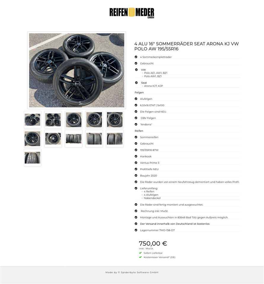 4 ALU 16" SOMMERRÄDER SEAT ARONA KJ VW POLO AW 195/55R16 #1J6Q – Bild 12