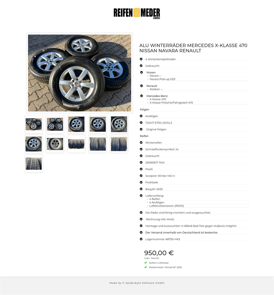 ALU WINTERRÄDER MERCEDES X-KLASSE 470 NISSAN NAVARA RENAULT #1QQL – Bild 12