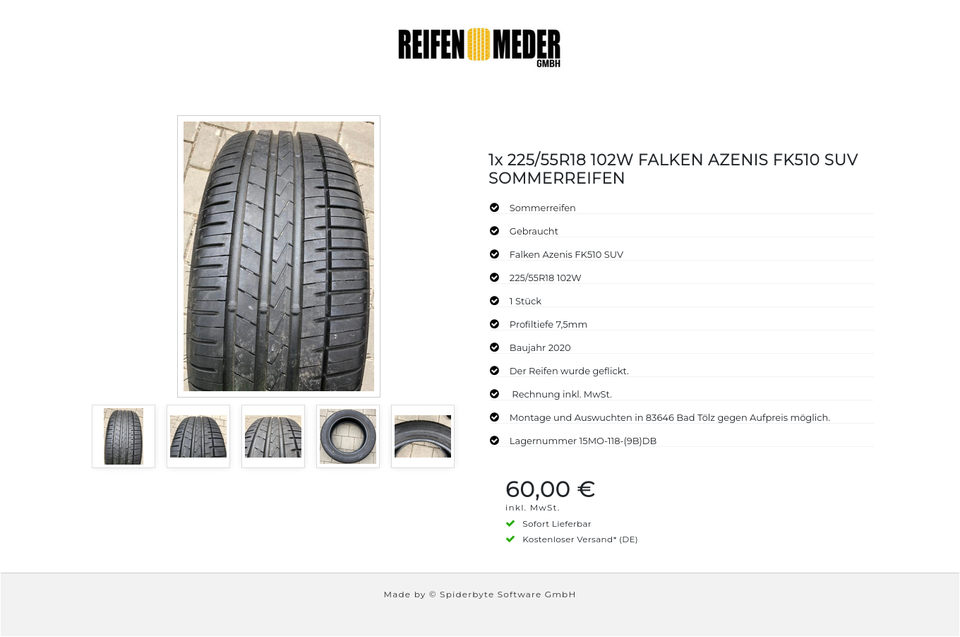1x 225/55R18 102W FALKEN AZENIS FK510 SUV SOMMERREIFEN #1424 – Bild 6