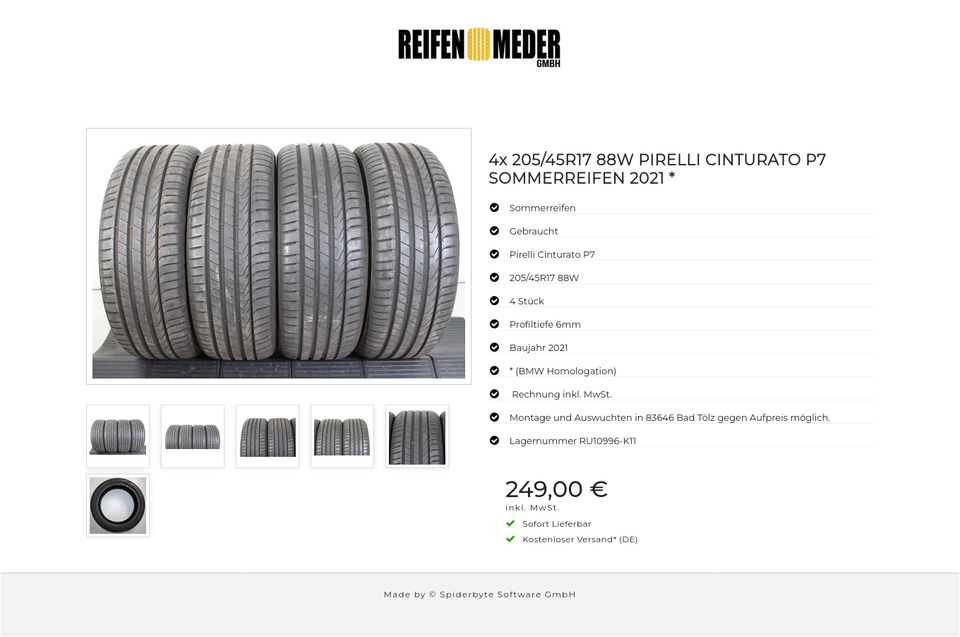 4x 205/45R17 88W PIRELLI CINTURATO P7 SOMMERREIFEN 2021 * #1TQM – Bild 7