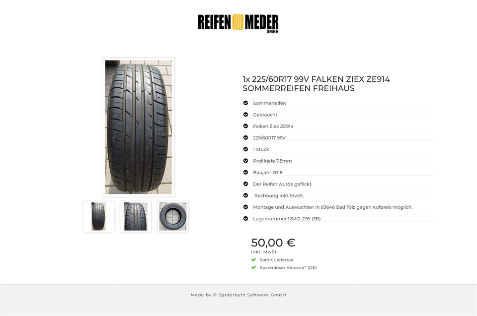 1x 225/60R17 99V FALKEN ZIEX ZE914 SOMMERREIFEN FREIHAUS #3483 – Bild 4