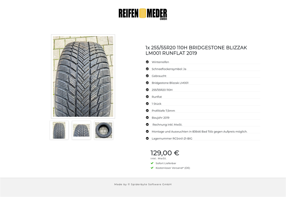 1x 255/55R20 110H BRIDGESTONE BLIZZAK LM001 RUNFLAT 2019 #8457 – Bild 4