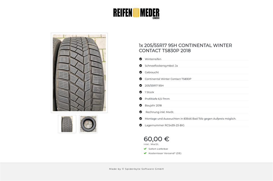 1x 205/55R17 95H CONTINENTAL WINTER CONTACT TS830P 2018 #8703 – Bild 3