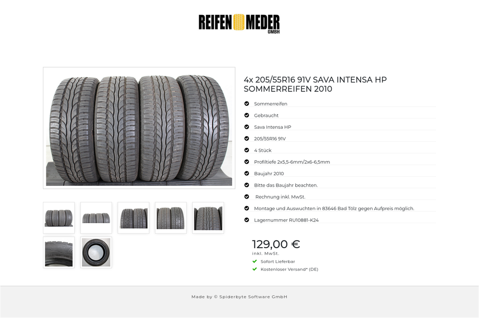 4x 205/55R16 91V SAVA INTENSA HP SOMMERREIFEN 2010 #1SZT – Bild 8