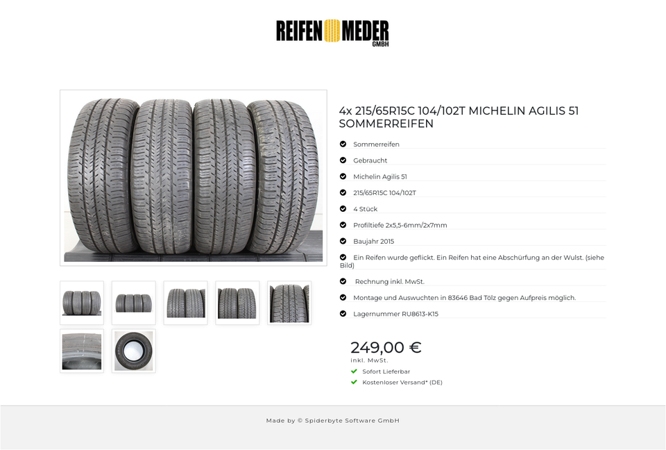 4x 215/65R15C 104/102T MICHELIN AGILIS 51 SOMMERREIFEN #1I6D – Bild 8