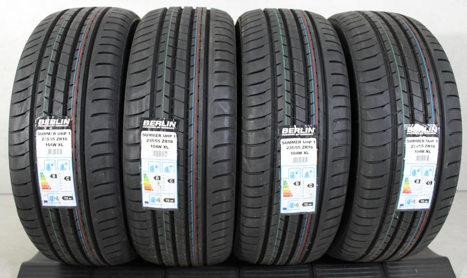 4x 235/55R18 104W BERLIN TIRES SUMMER UHP1 SOMMERREIFEN NEU #1M2H