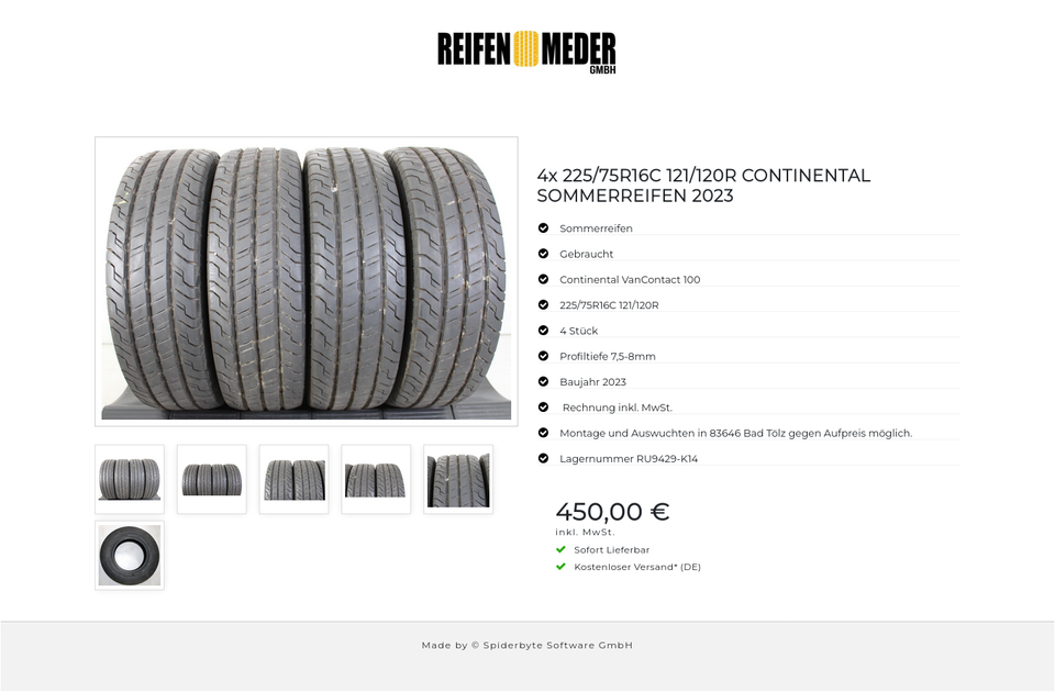 4x 225/75R16C 121/120R CONTINENTAL SOMMERREIFEN 2023 #1N1E – Bild 7