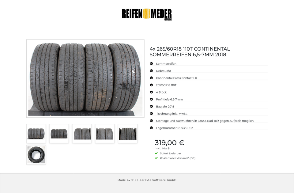 4x 265/60R18 110T CONTINENTAL SOMMERREIFEN 6,5-7MM 2018 #1CCF – Bild 7