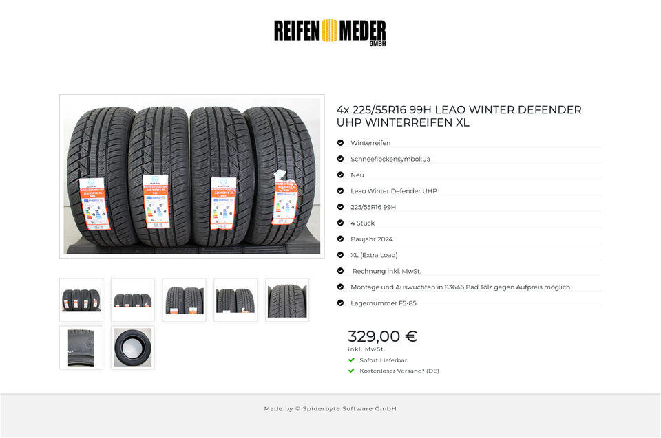 4x 225/55R16 99H LEAO WINTER DEFENDER UHP WINTERREIFEN XL #1U1B – Bild 8