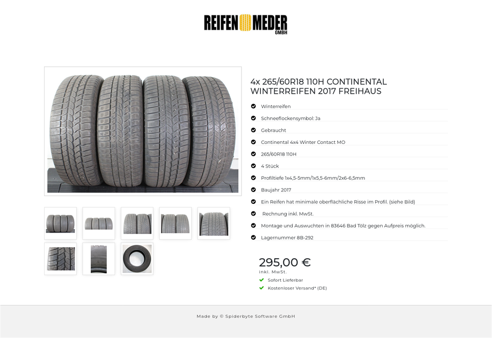 4x 265/60R18 110H CONTINENTAL WINTERREIFEN 2017 FREIHAUS #1XCN – Bild 9